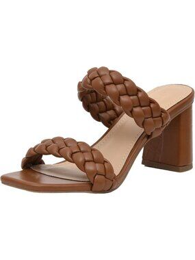 Chunky Braided Heel Sandals for Women - Block Heel Square Toe Summer Footwear